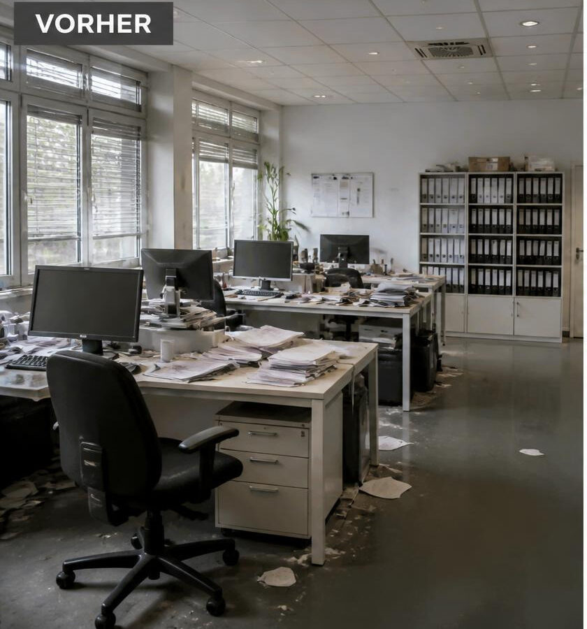 Vorher: Vorher-Nachher: gründlich gereinigte Fläche